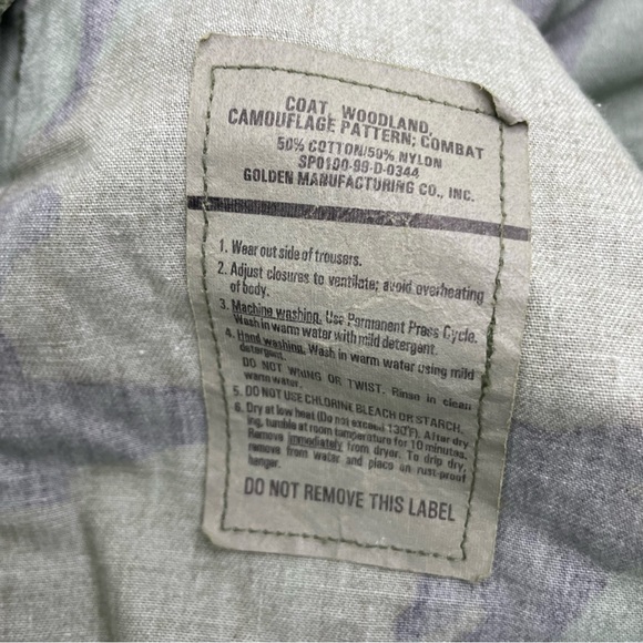 Golden Manufacturing Co Woodland Camo Combat Button Down Coat Size Small Short - Picture 3 of 9